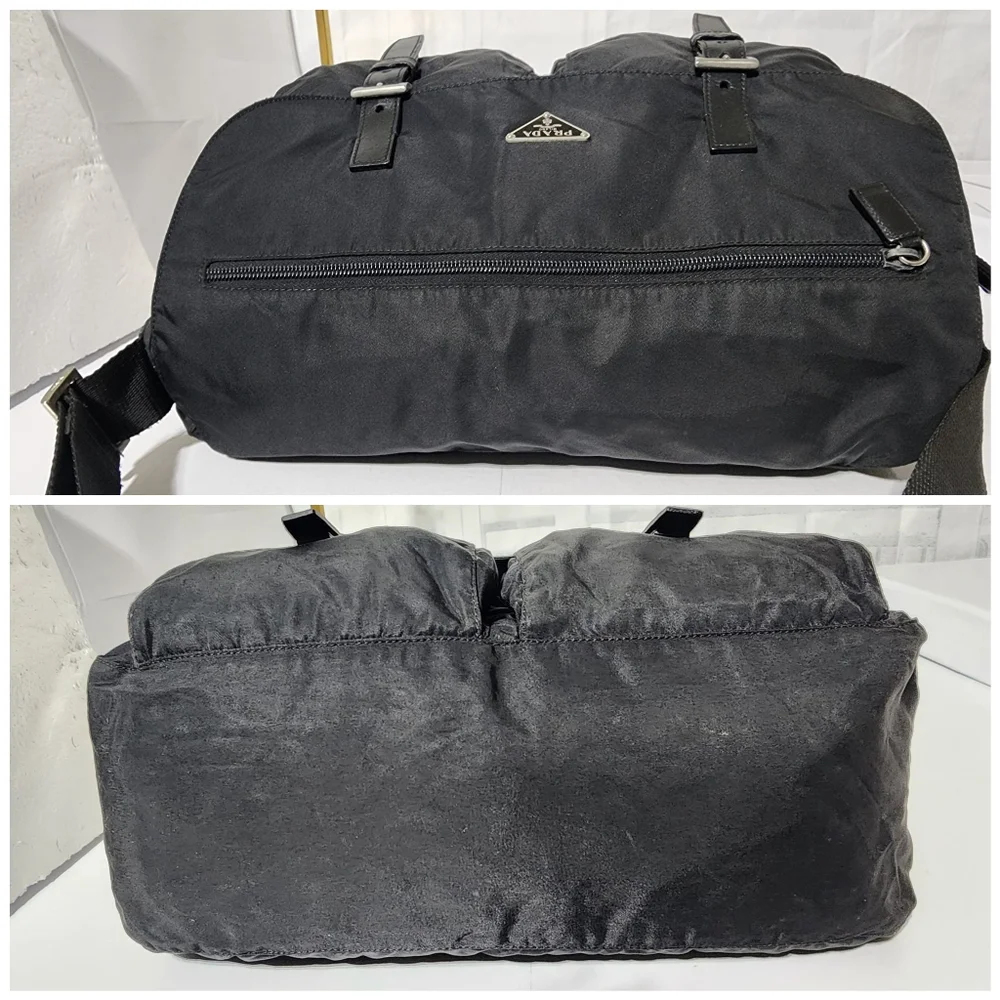 PRADA Tessuto Nylon Messenger Bag Black